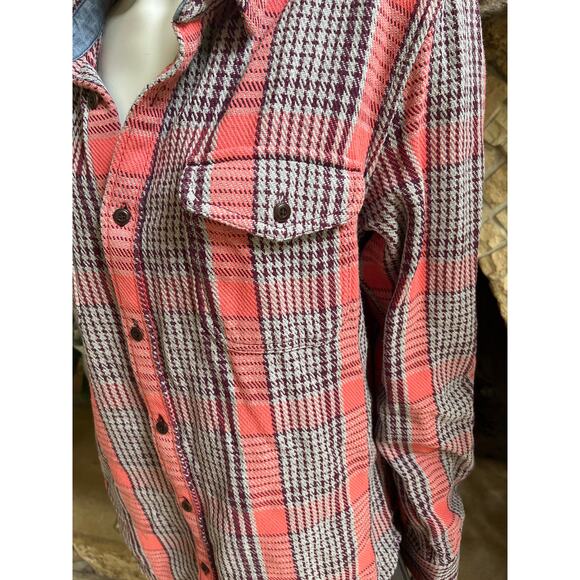 Outerknown Blanket Flannel Long Sleeve Pink Plaid Button Down Shirt Women's XL - Picture 2 of 6